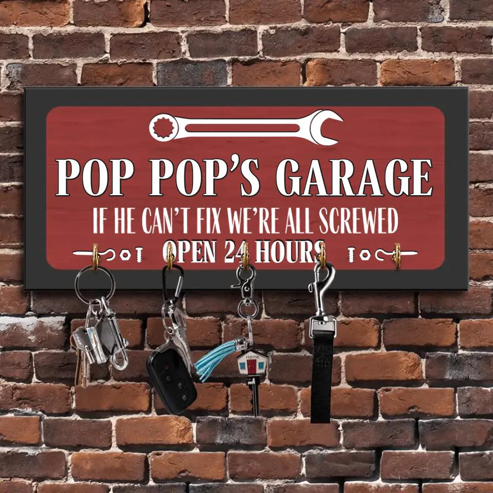 If He Can't Fix We're All Screwed Personalized Rectangle Wood Sign Key Holder - Image 9