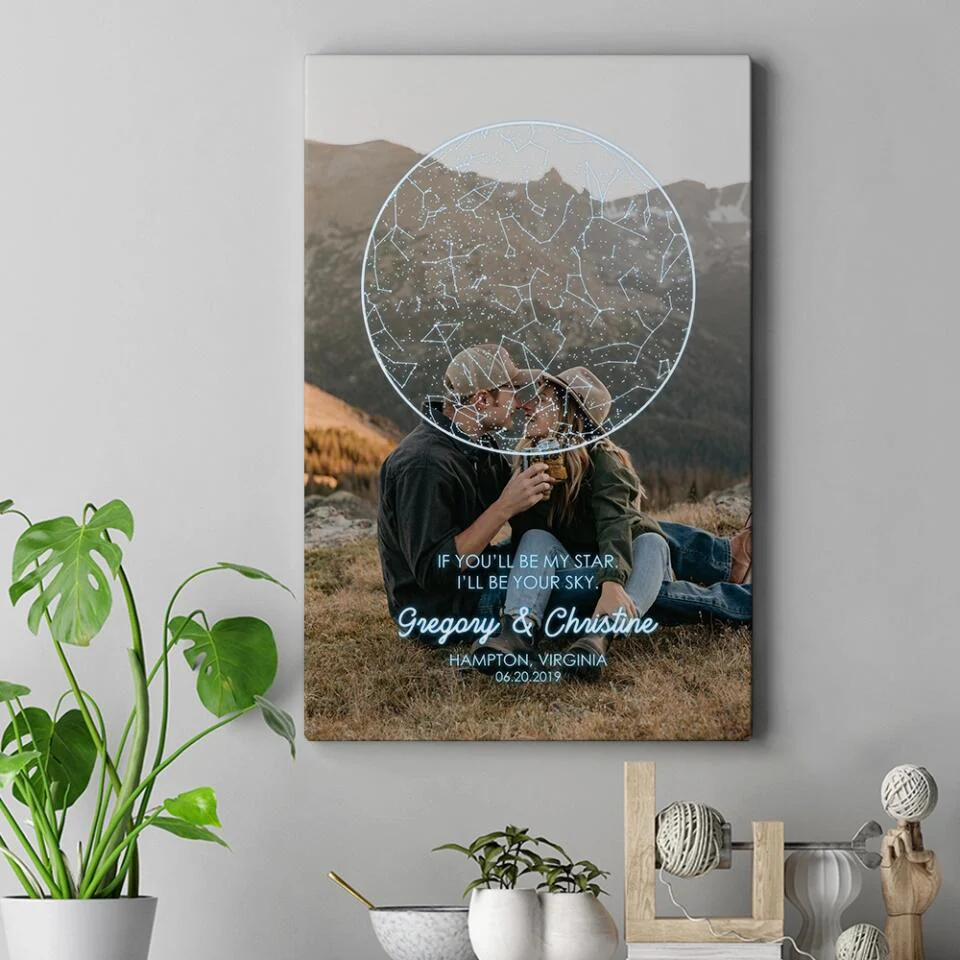 If You'll Be My Star I'll Be Your Sky Custom Star Map Canvas Poster Anniversary Gift For Couples - Image 10