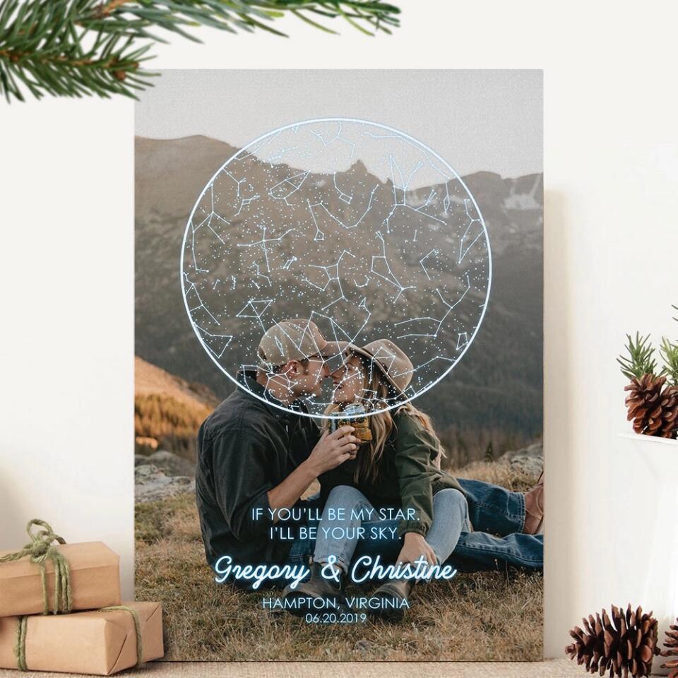 If You'll Be My Star I'll Be Your Sky Custom Star Map Canvas Poster Anniversary Gift For Couples - Image 11
