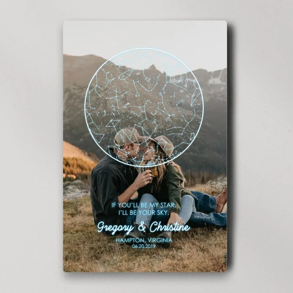 If You'll Be My Star I'll Be Your Sky Custom Star Map Canvas Poster Anniversary Gift For Couples - Image 5