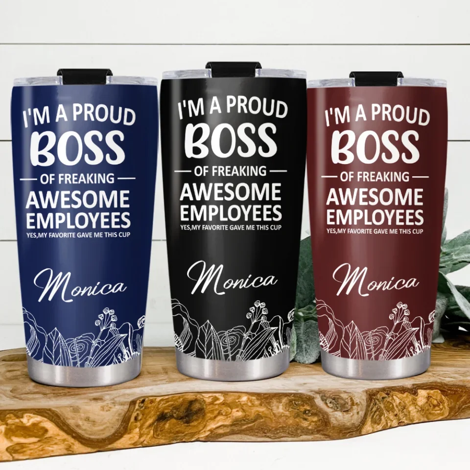 I'm a Proud Boss of Freaking Awesome Employees - Boss Nutrition Facts - Personalized Name - 20oz Stainless Steel Tumbler - Funny Gift for Boss - Image 4