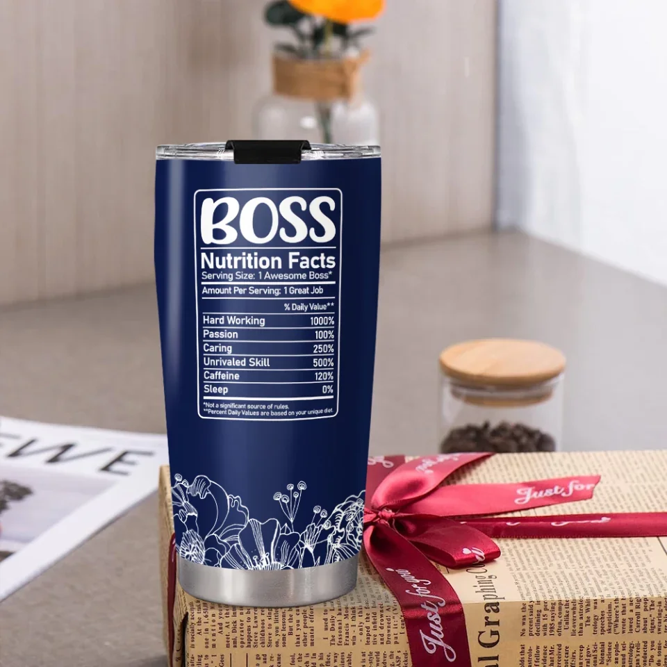 I'm a Proud Boss of Freaking Awesome Employees - Boss Nutrition Facts - Personalized Name - 20oz Stainless Steel Tumbler - Funny Gift for Boss - Image 8