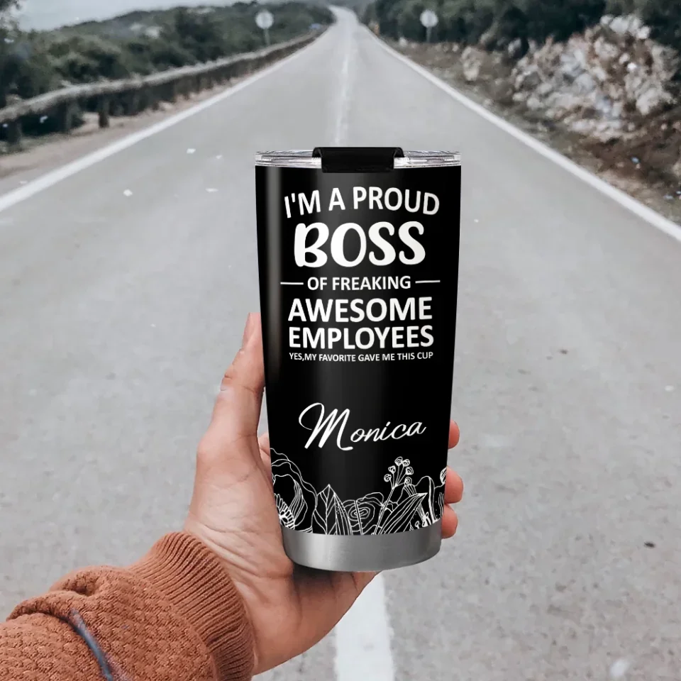 I'm a Proud Boss of Freaking Awesome Employees - Boss Nutrition Facts - Personalized Name - 20oz Stainless Steel Tumbler - Funny Gift for Boss - Image 9
