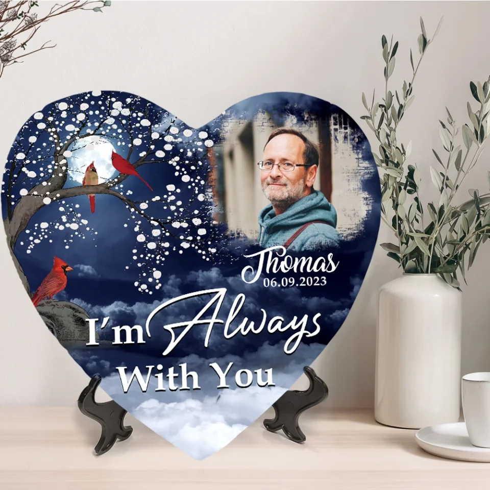 I'm Always with You - Cardinal Memorial Stone - Heart-shaped Stones for Indoor Outdoor Decor - Sympathy Giftf for Loss of Mom, Dad - Image 3