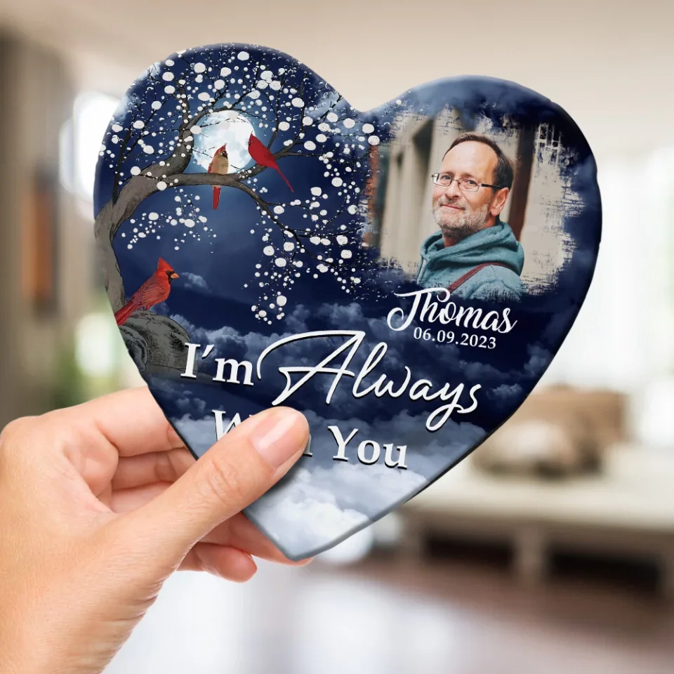 I'm Always with You - Cardinal Memorial Stone - Heart-shaped Stones for Indoor Outdoor Decor - Sympathy Giftf for Loss of Mom, Dad - Image 6