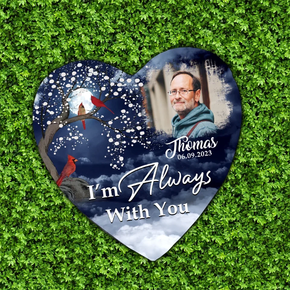 I'm Always with You - Cardinal Memorial Stone - Heart-shaped Stones for Indoor Outdoor Decor - Sympathy Giftf for Loss of Mom, Dad - Image 7