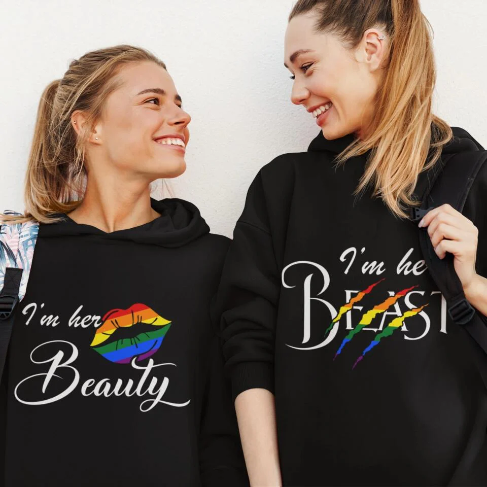 Personalized Valentine Gifts - I'm Her Beast, I'm Her Beauty, Top, Bottom - Hoodie - Gift for Lesbian/Gay Couple - Image 6