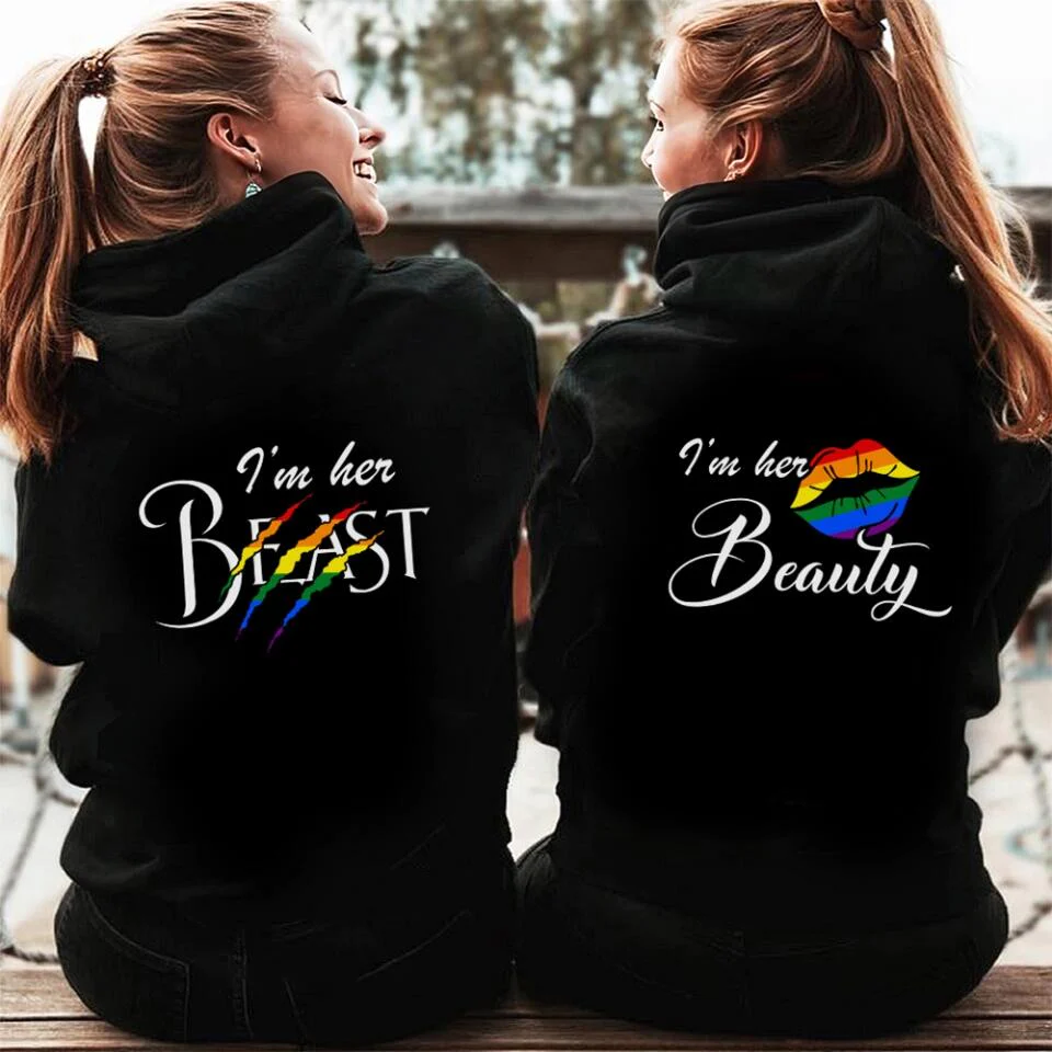 Personalized Valentine Gifts - I'm Her Beast, I'm Her Beauty, Top, Bottom - Hoodie - Gift for Lesbian/Gay Couple - Image 9
