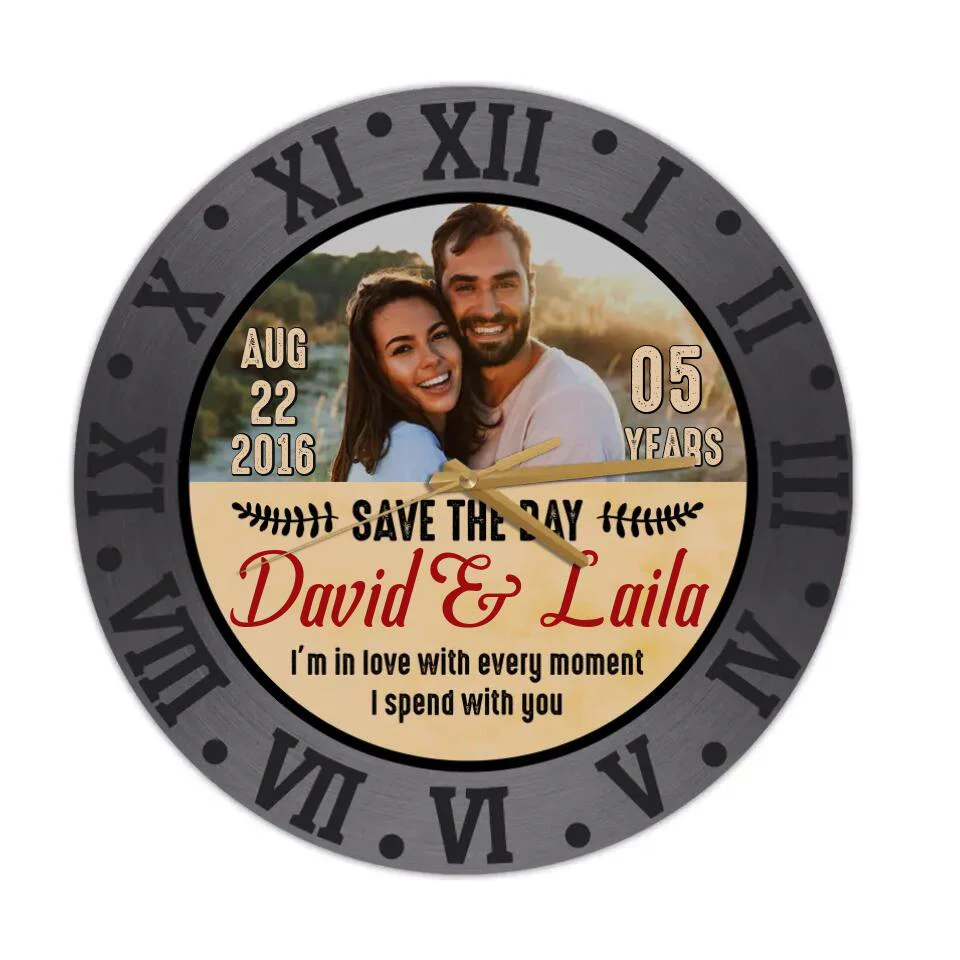 I'm In Love With Every Moment I'm Spend With You - Personalized Wall Clock - Best Gifts for Him Her Couple Parents on Birthdays Anniversaries Valentine - 210IHPNPWC375 - Image 3