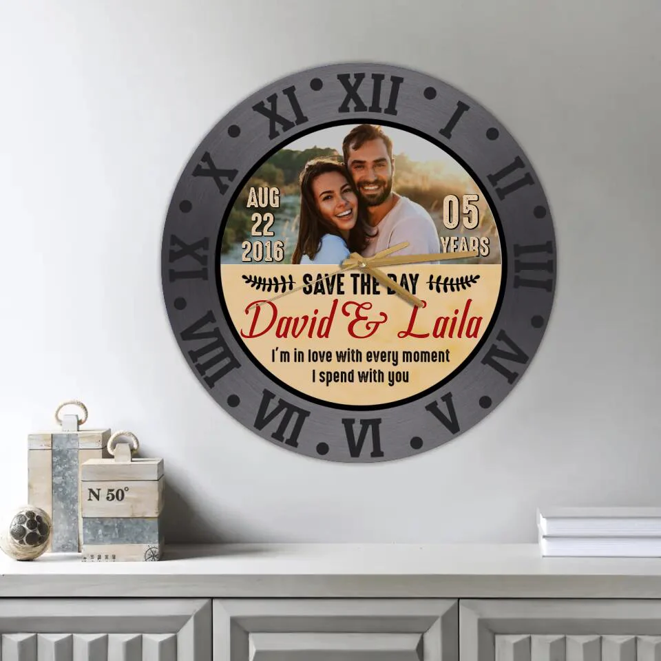 I'm In Love With Every Moment I'm Spend With You - Personalized Wall Clock - Best Gifts for Him Her Couple Parents on Birthdays Anniversaries Valentine - 210IHPNPWC375 - Image 4