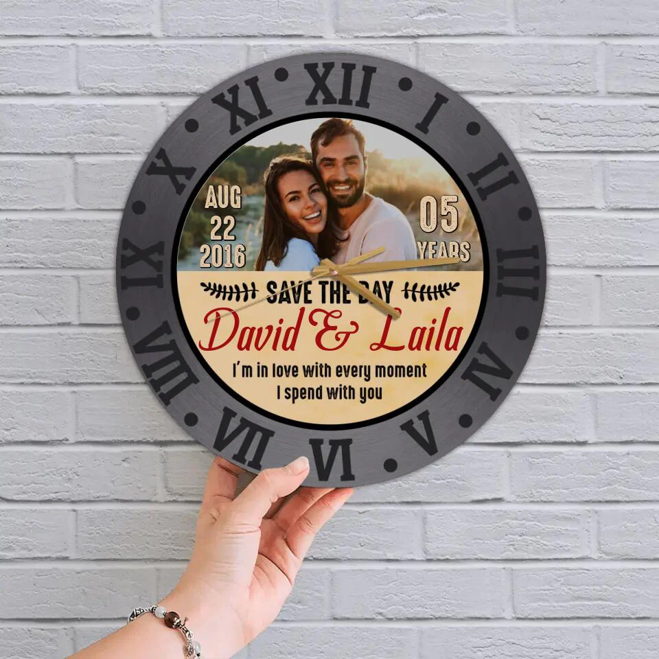 I'm In Love With Every Moment I'm Spend With You - Personalized Wall Clock - Best Gifts for Him Her Couple Parents on Birthdays Anniversaries Valentine - 210IHPNPWC375 - Image 5