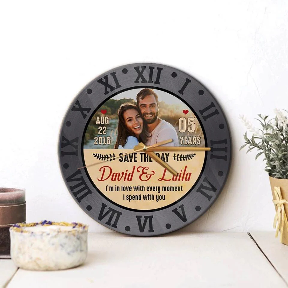 I'm In Love With Every Moment I'm Spend With You - Personalized Wall Clock - Best Gifts for Him Her Couple Parents on Birthdays Anniversaries Valentine - 210IHPNPWC375 - Image 6