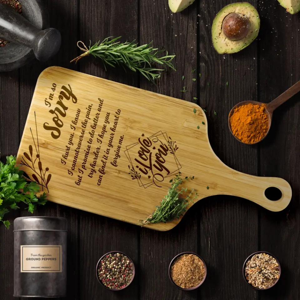 I'm So Sorry I Hurt You Personalized Wooden Cutting Board - Image 4