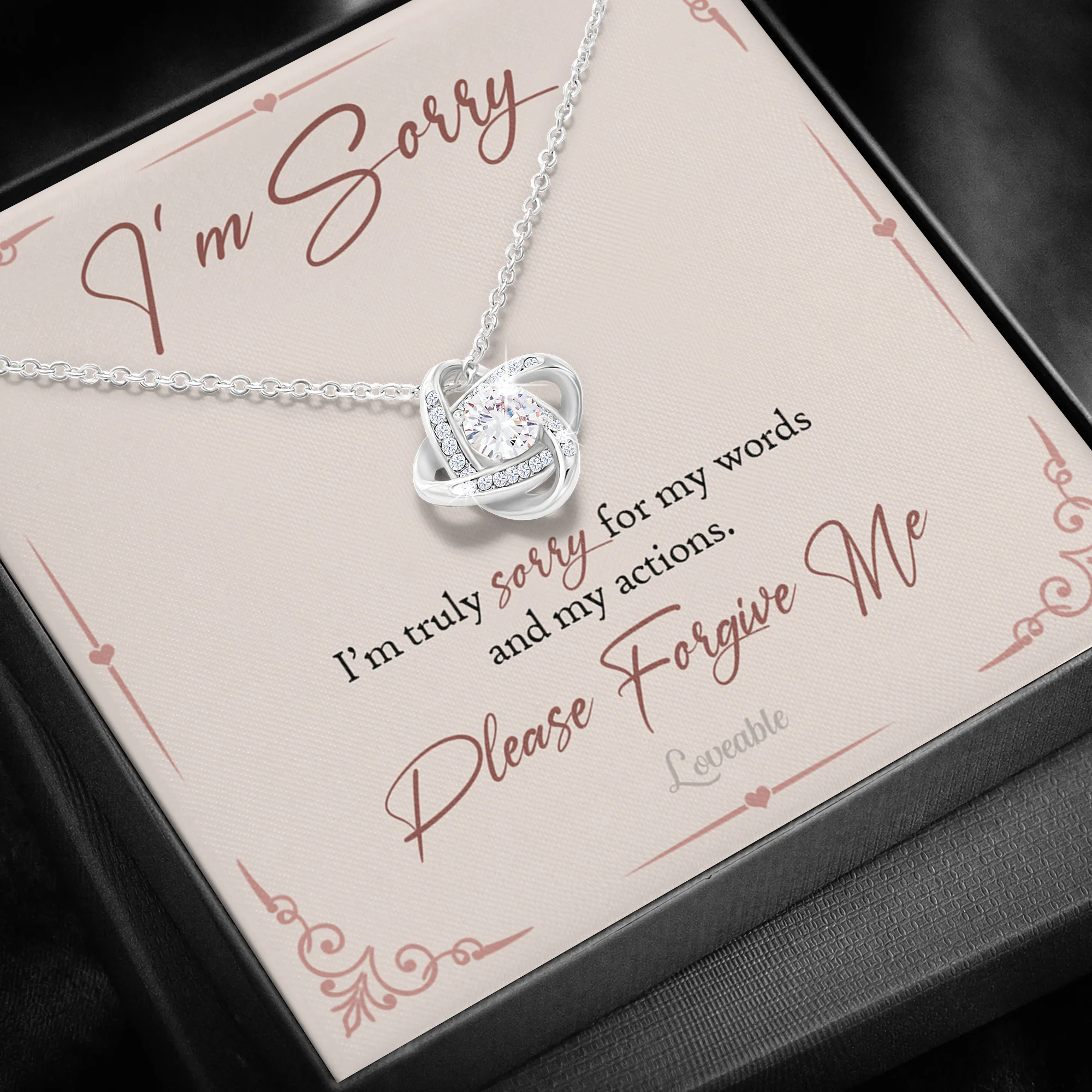 I'm Sorry, I'm Truly Sorry For My Words And My Action - Love Knot Necklace - Apology Gift for Her - Image 3