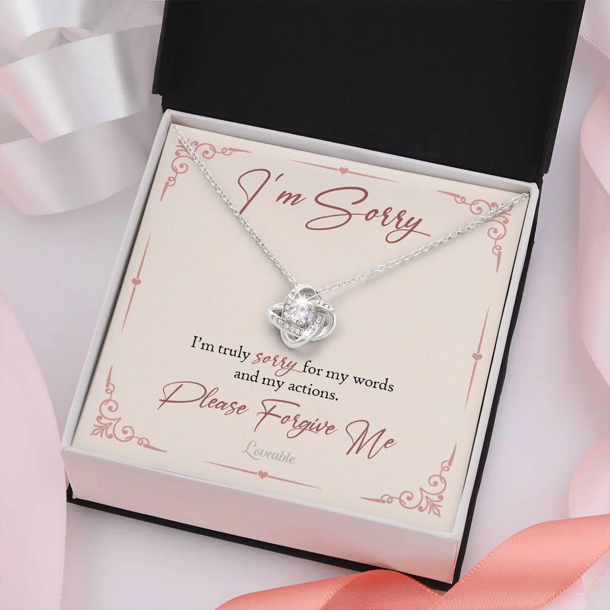 I'm Sorry, I'm Truly Sorry For My Words And My Action - Love Knot Necklace - Apology Gift for Her - Image 4