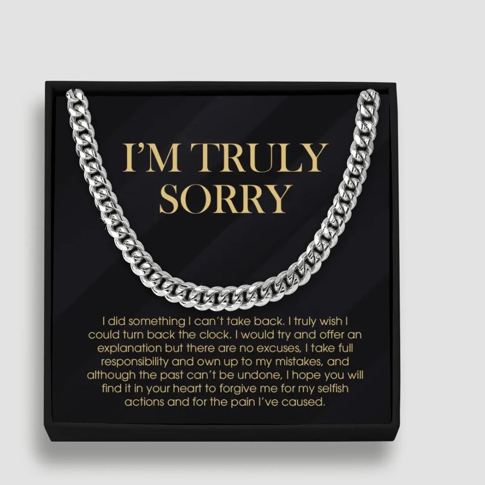 I'm Truly Sorry For Mistakes - Cuban Link Chain - Sorry Gift For Him, Husband - Image 3