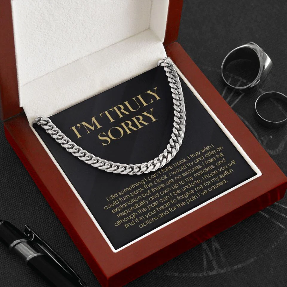 I'm Truly Sorry For Mistakes - Cuban Link Chain - Sorry Gift For Him, Husband - Image 5