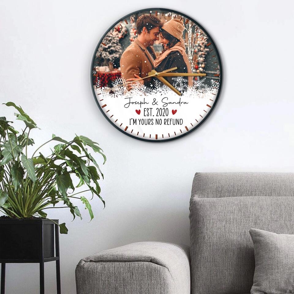 Couple Wooden Sign I'm Yours, No Refund - Personalized Christmas Wall Clock Home Decor - Gift for Him Her Wife Husband Couples - Image 8