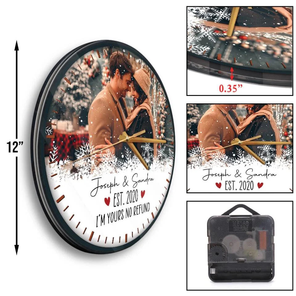 Couple Wooden Sign I'm Yours, No Refund - Personalized Christmas Wall Clock Home Decor - Gift for Him Her Wife Husband Couples - Image 9