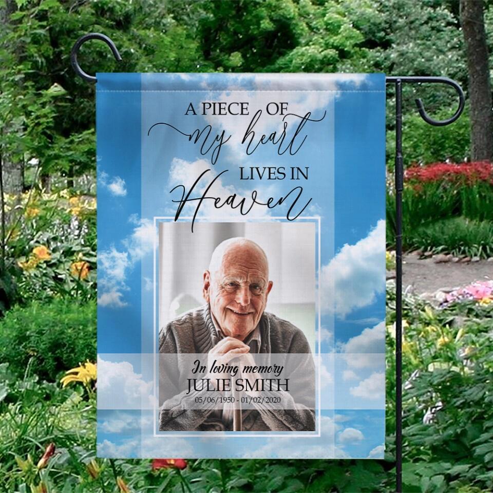 In Loving Memory - A Piece of My Heart Lives in Heaven - Personalized Garden Flag - Image 3