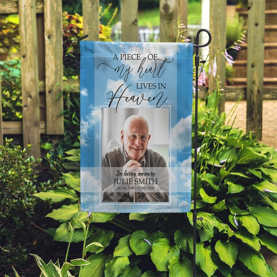 In Loving Memory - A Piece of My Heart Lives in Heaven - Personalized Garden Flag - Image 5