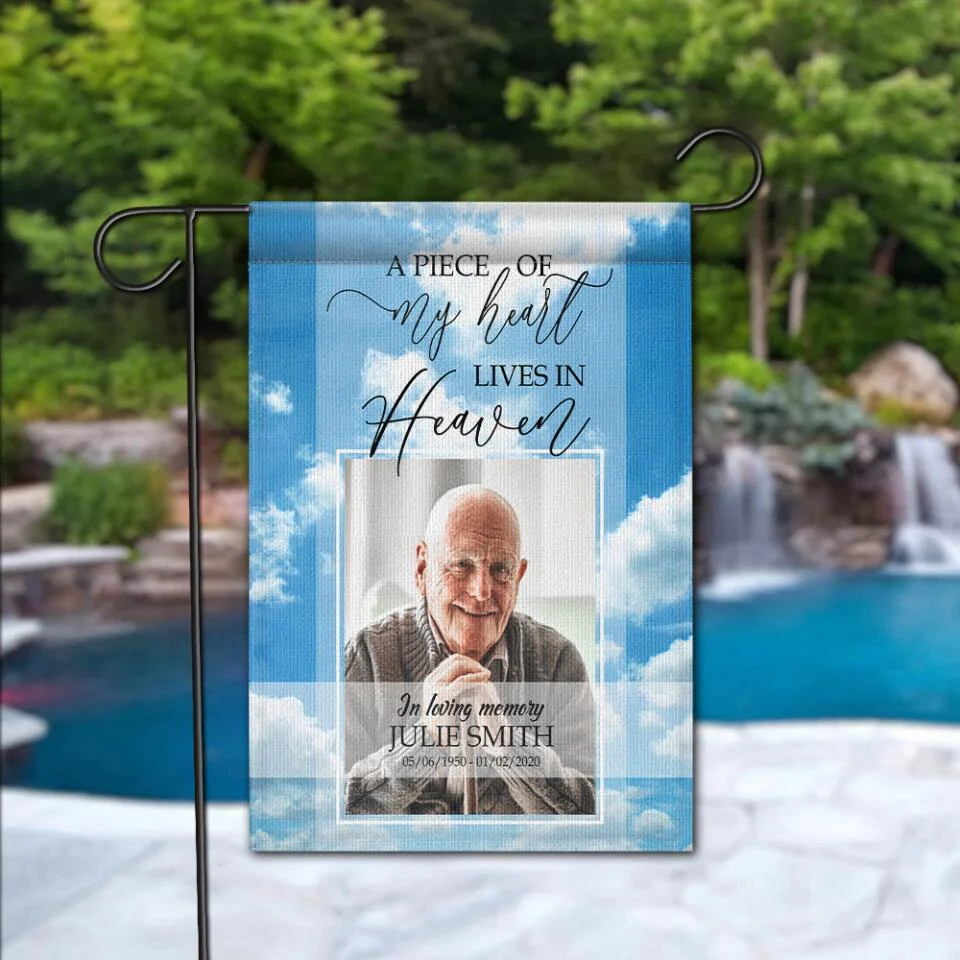In Loving Memory - A Piece of My Heart Lives in Heaven - Personalized Garden Flag - Image 6
