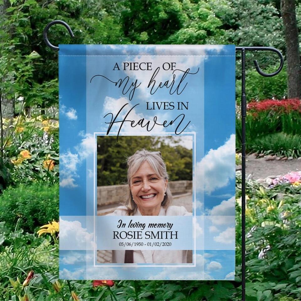 In Loving Memory - A Piece of My Heart Lives in Heaven - Personalized Garden Flag - Image 7