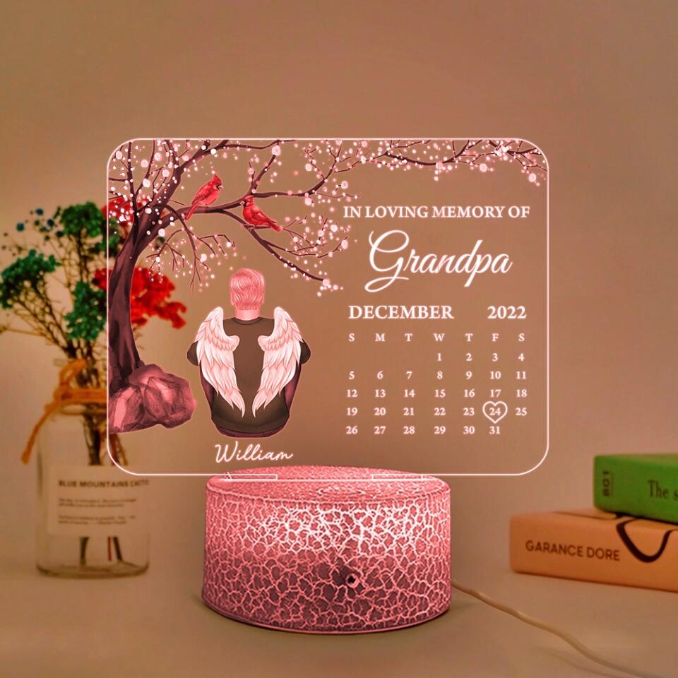 In Loving Memory of Angel In Heaven - Personalized Calendar Night Light - Memorial Gift for Loss of Dad, Grandpa, Husband - Image 6