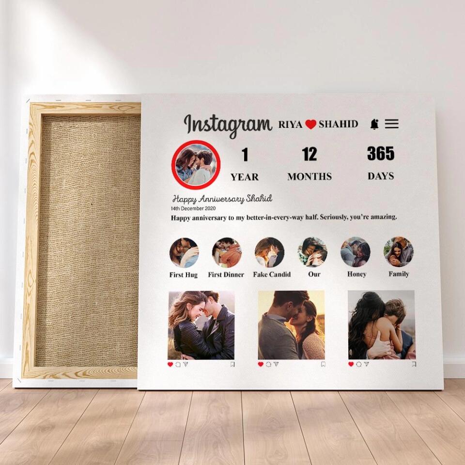 Instagram Collage With Your Own Stories Custom Canvas Poster Anniversary Gift For Couples - Image 2