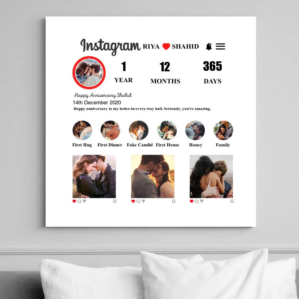 Instagram Collage With Your Own Stories Custom Canvas Poster Anniversary Gift For Couples - Image 3