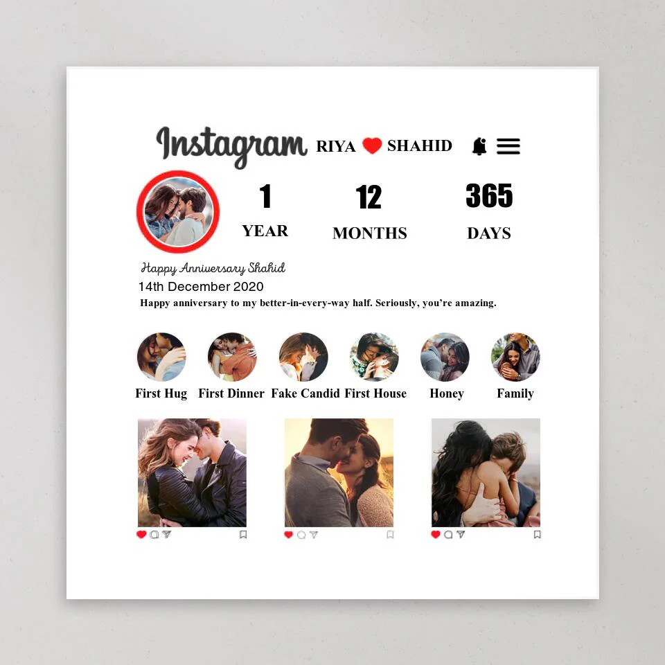 Instagram Collage With Your Own Stories Custom Canvas Poster Anniversary Gift For Couples - Image 4