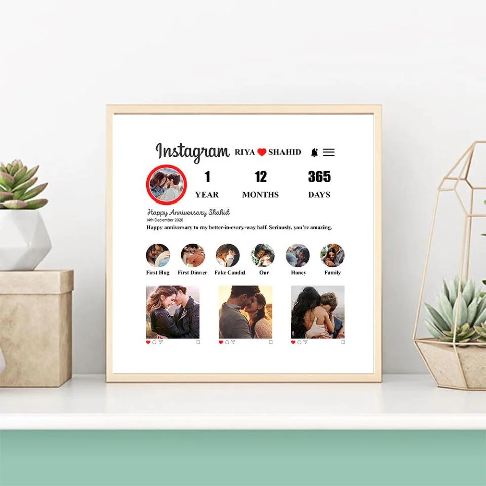 Instagram Collage With Your Own Stories Custom Canvas Poster Anniversary Gift For Couples - Image 5