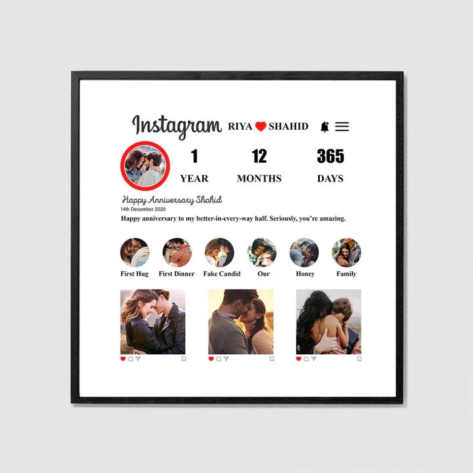 Instagram Collage With Your Own Stories Custom Canvas Poster Anniversary Gift For Couples - Image 7