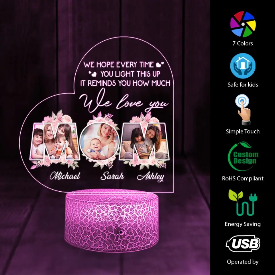 It Reminds You How Much I Love You Mom Custom 3D Night Light Mother's Day Gift - Image 3