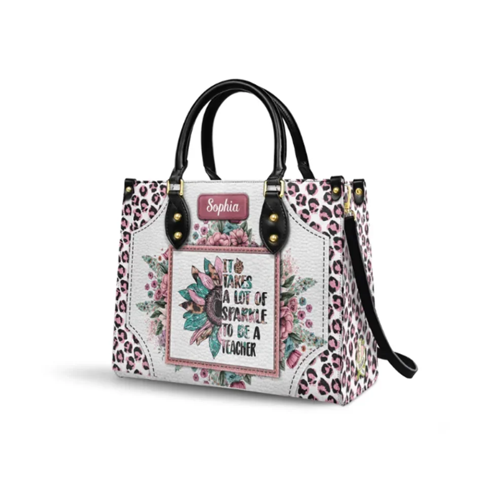 It Takes a Lot of Sparkle to be a Teacher - Personalized Leather Handbag - Awesome Gift for Teachers - Image 3