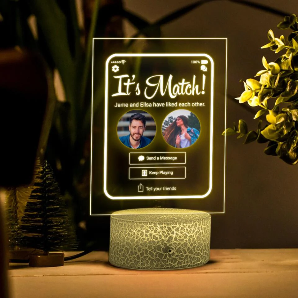 It's A Match - Personalized Acrylic Plaque LED Light With Photos - Image 5