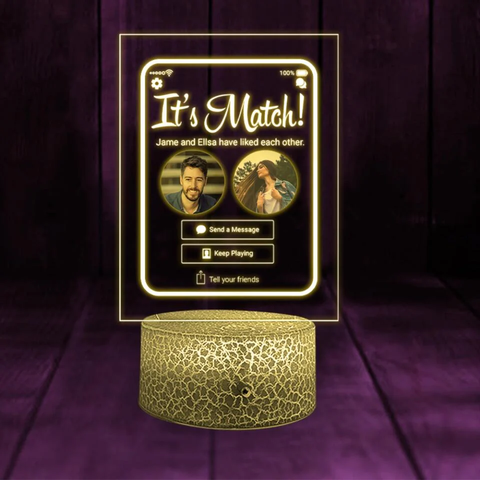 It's A Match - Personalized Acrylic Plaque LED Light With Photos - Image 6