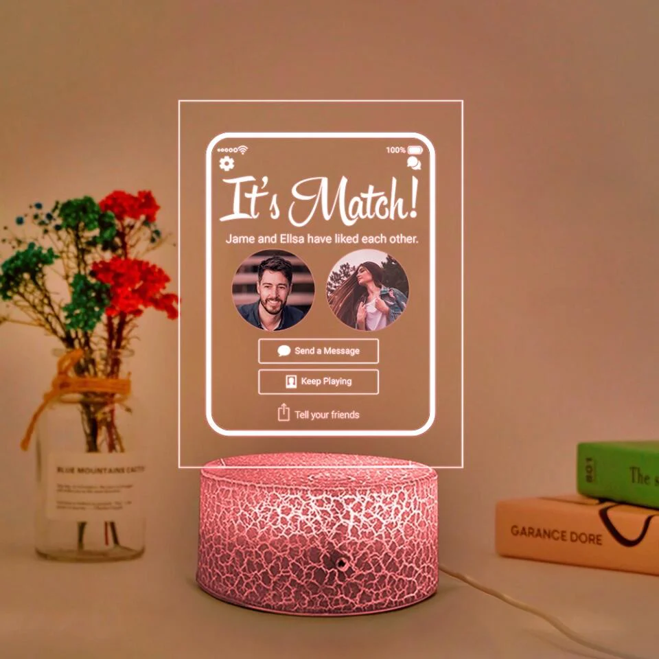 It's A Match - Personalized Acrylic Plaque LED Light With Photos - Image 7