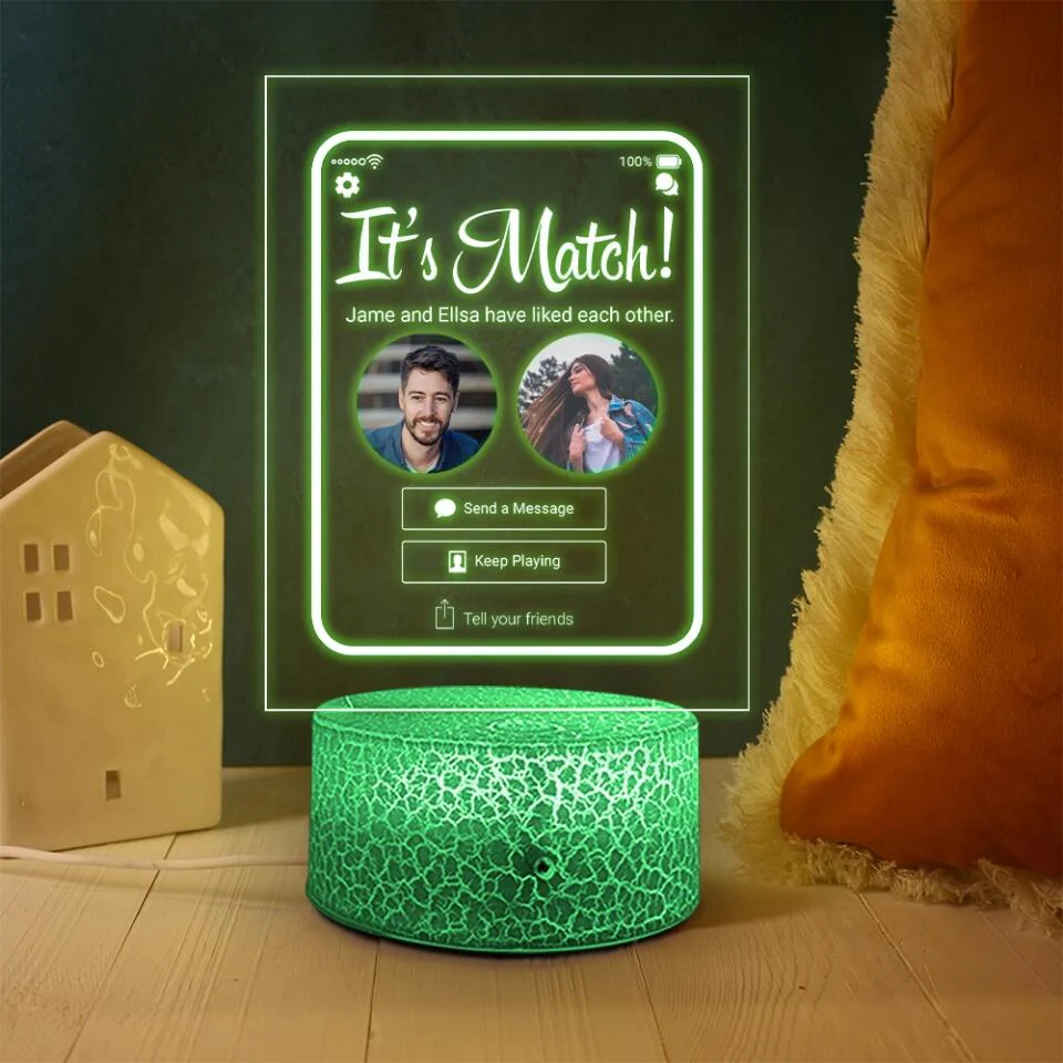 It's A Match - Personalized Acrylic Plaque LED Light With Photos - Image 8