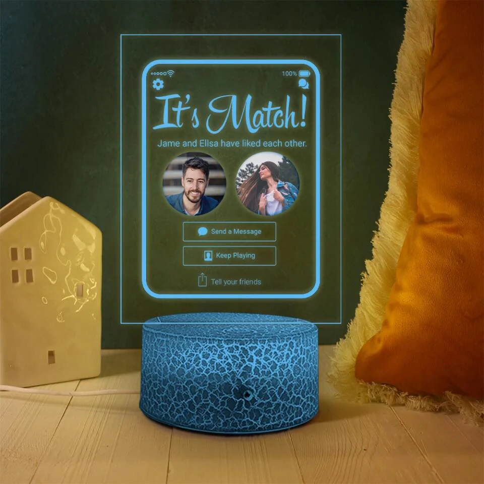 It's A Match - Personalized Acrylic Plaque LED Light With Photos - Image 9