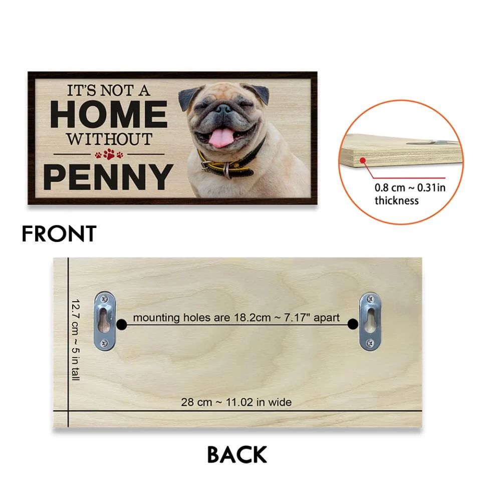 It's Not A Home Without A Dog - Personalized Key Holder Wooden Sign - Gift For Dog Lovers - Image 6