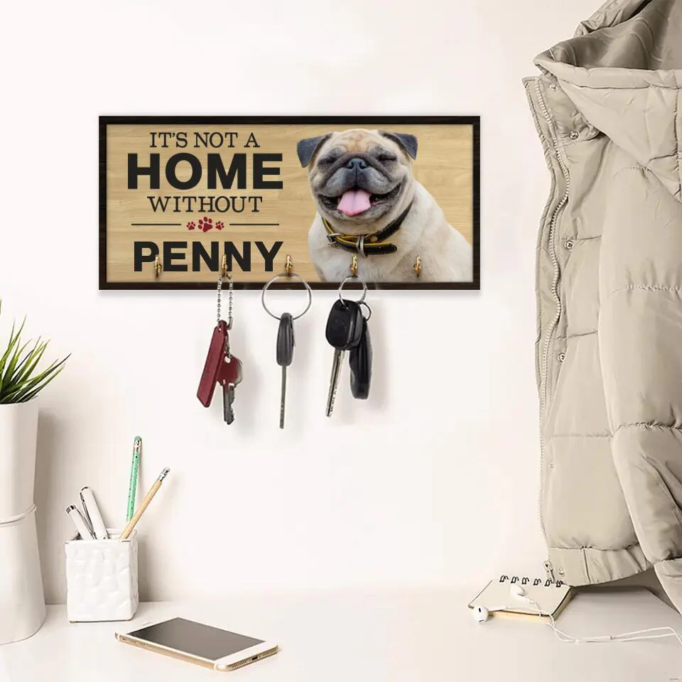 It's Not A Home Without A Dog - Personalized Key Holder Wooden Sign - Gift For Dog Lovers - Image 7