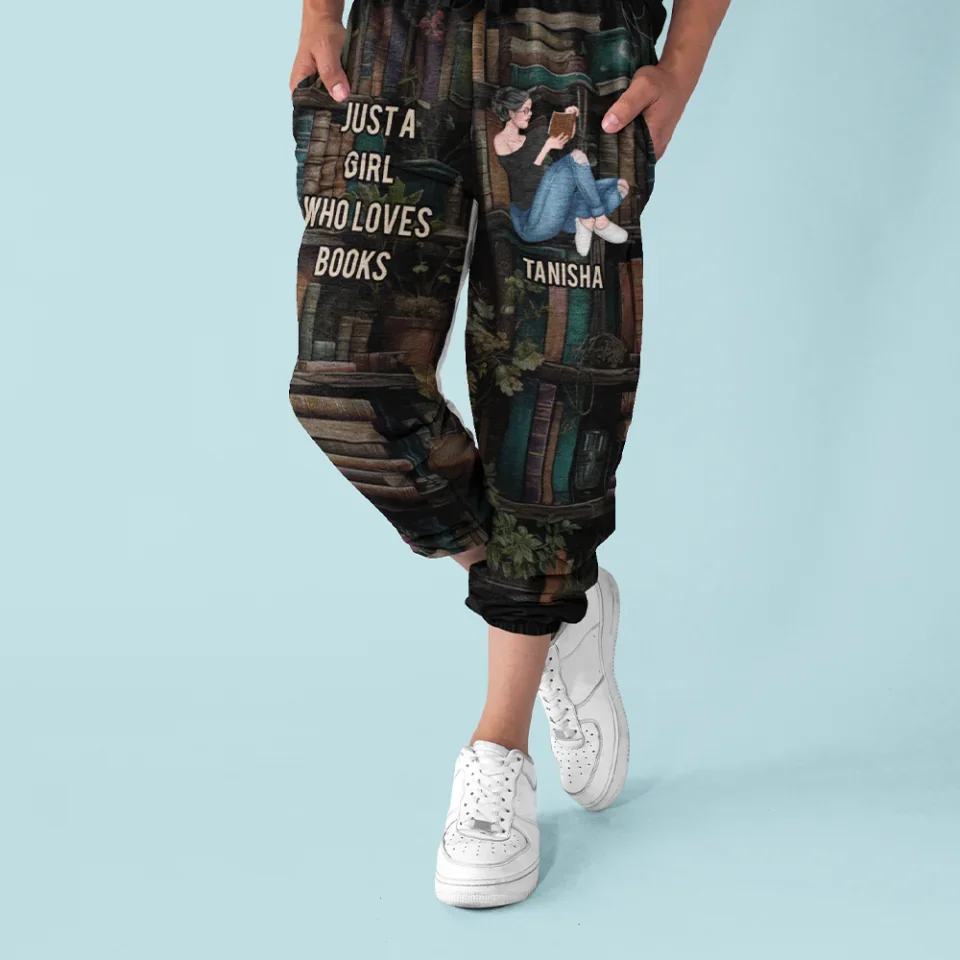 Just A Girl Who Loves Books - Personalized Sweatpants For Book Lovers - For Bookaholic, Bookworm, Booknerd - Image 4