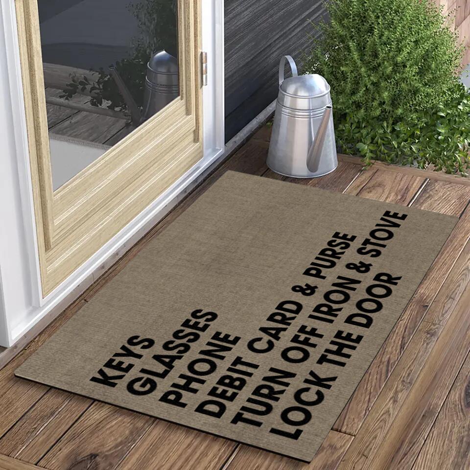 Keys Glasses Phone Debit Card And Purse - House Warming Present Idea - Custom Doormat - Funny Gift For Him/Her - Image 3
