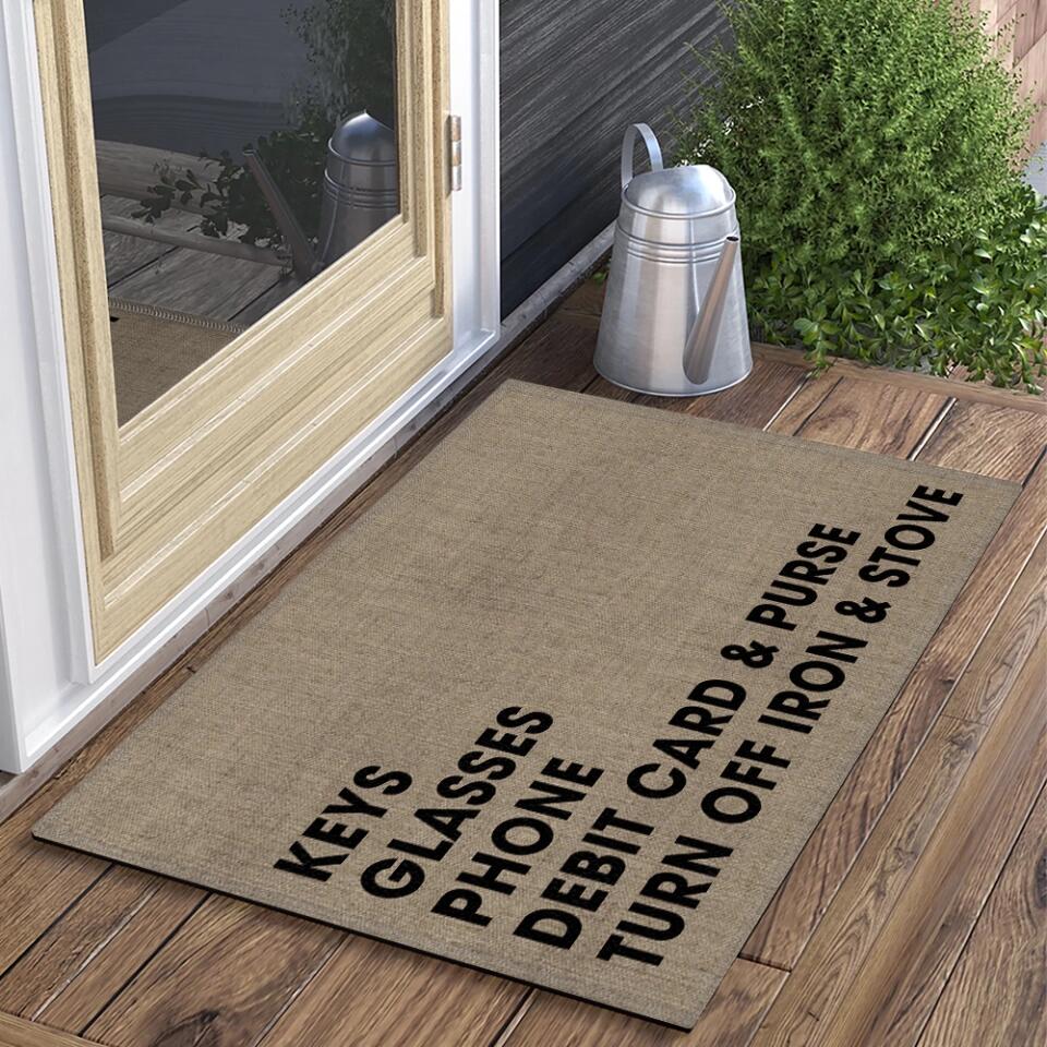 Keys Glasses Phone Debit Card And Purse - House Warming Present Idea - Custom Doormat - Funny Gift For Him/Her - Image 6