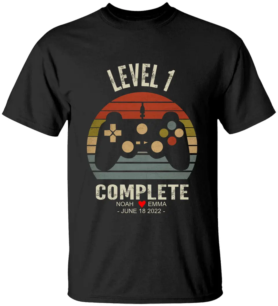 Level 1 Complete - Personalized Couple Shirt - Best Gift For Couples On Anniversary - Gift For Him Her - Image 2