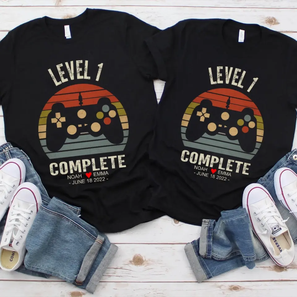 Level 1 Complete - Personalized Couple Shirt - Best Gift For Couples On Anniversary - Gift For Him Her - Image 5