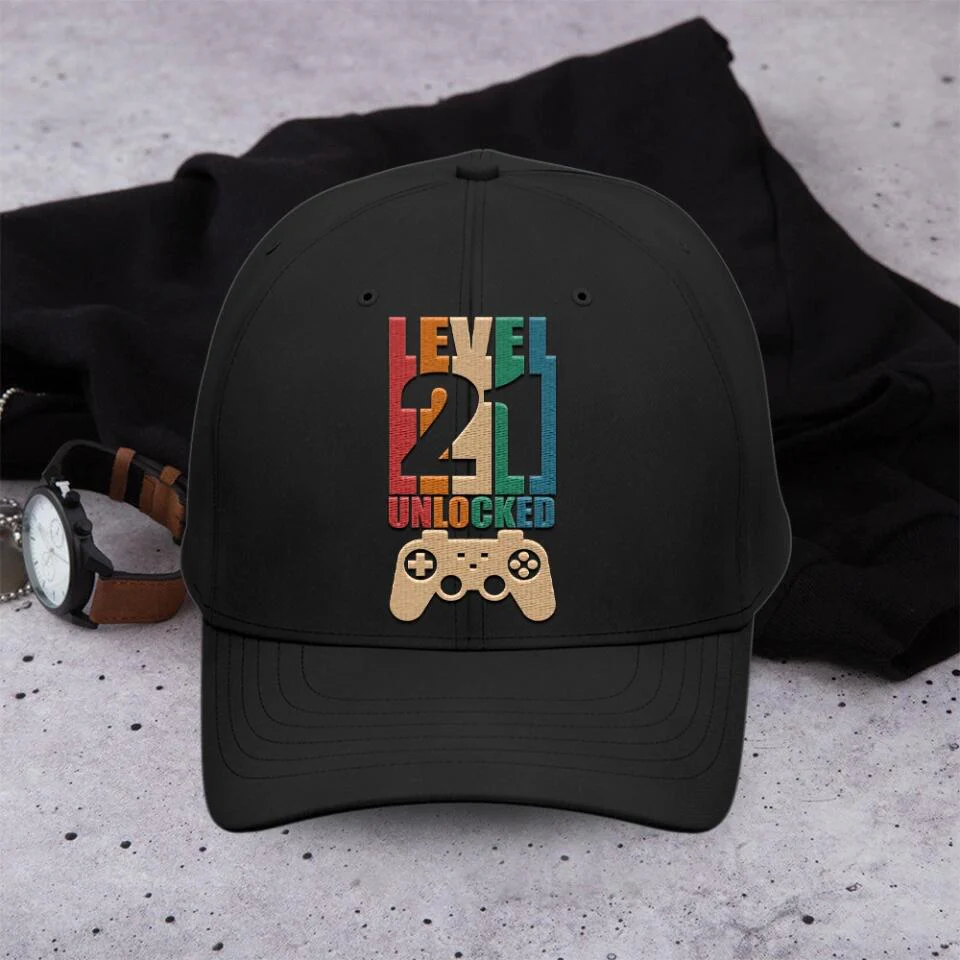 Level Unlocked - Personalized Twill Cap - Custom Number - Birthday Gift For Husband/Dad/Uncle - Image 4