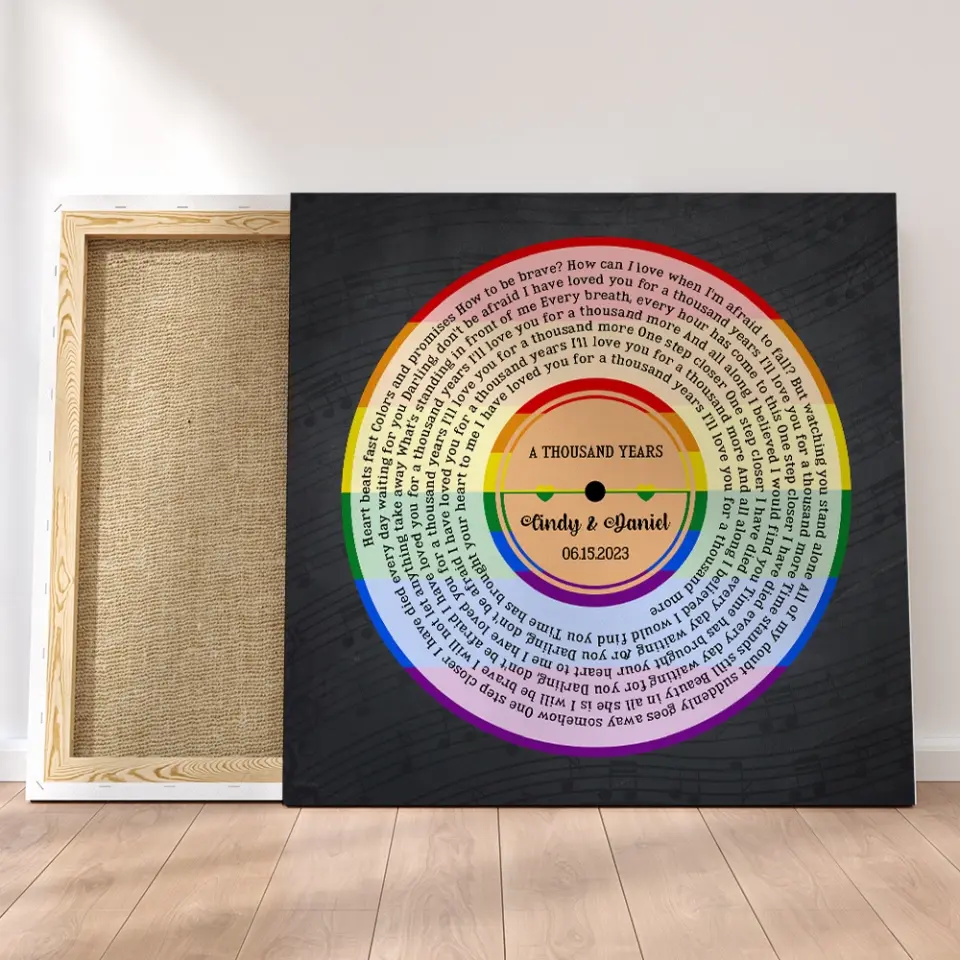 LGBT Pride - Custom Song & Lyrics - Square Canvas Poster - Wedding Anniversary Gift For Gay Lesbian Couples - Image 3
