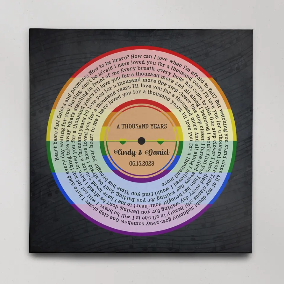 LGBT Pride - Custom Song & Lyrics - Square Canvas Poster - Wedding Anniversary Gift For Gay Lesbian Couples - Image 4